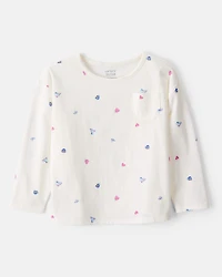 Toddler Girl Winter Print Long-Sleeve Top - White