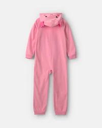 Girls 1-Piece Axolotl Halloween Fleece Pajama Costume - Pink