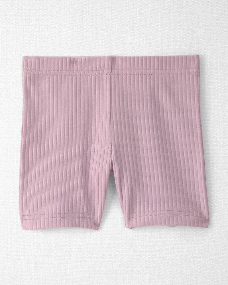Toddler Girl 2-Pack Organic Cotton Ribbed Pedal Shorts