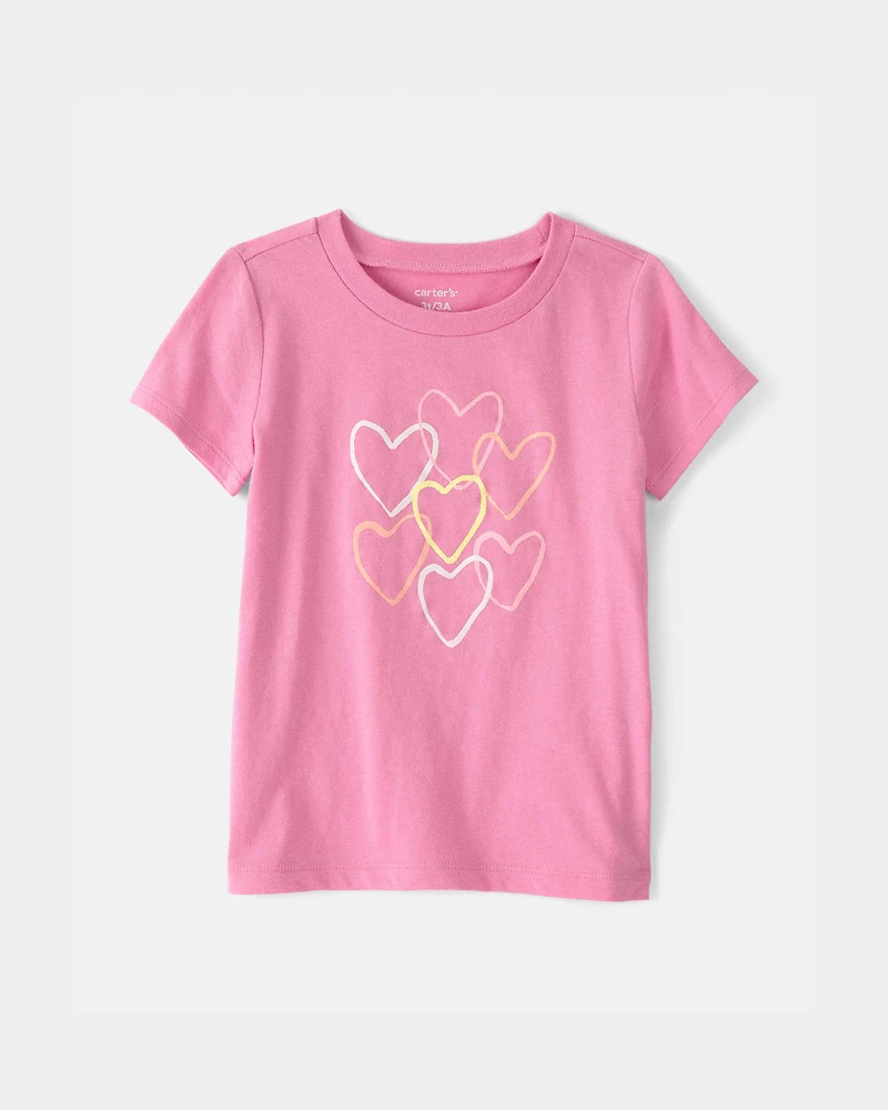 Toddler Girl Heart Graphic Tee - Pink