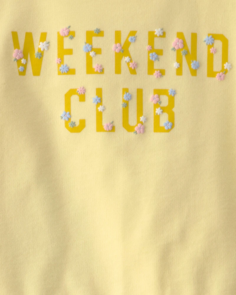 Girls 2-Piece Floral French Terry Top & Skirt Set - Yellow