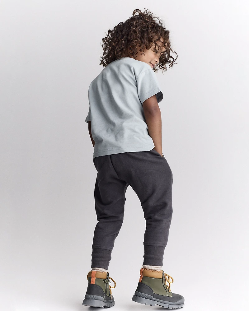 Toddler Neutral Short-Sleeve Relaxed Tee - Light Blue