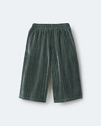 Toddler Girl Velvety Wide-Leg Pant with Bow - Dark Green