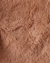 Baby Girl Floral Lined Faux Fur Vest - Brown