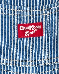 Baby Hickory Stripe Knit-Like Denim Overalls - Blue/Ivory