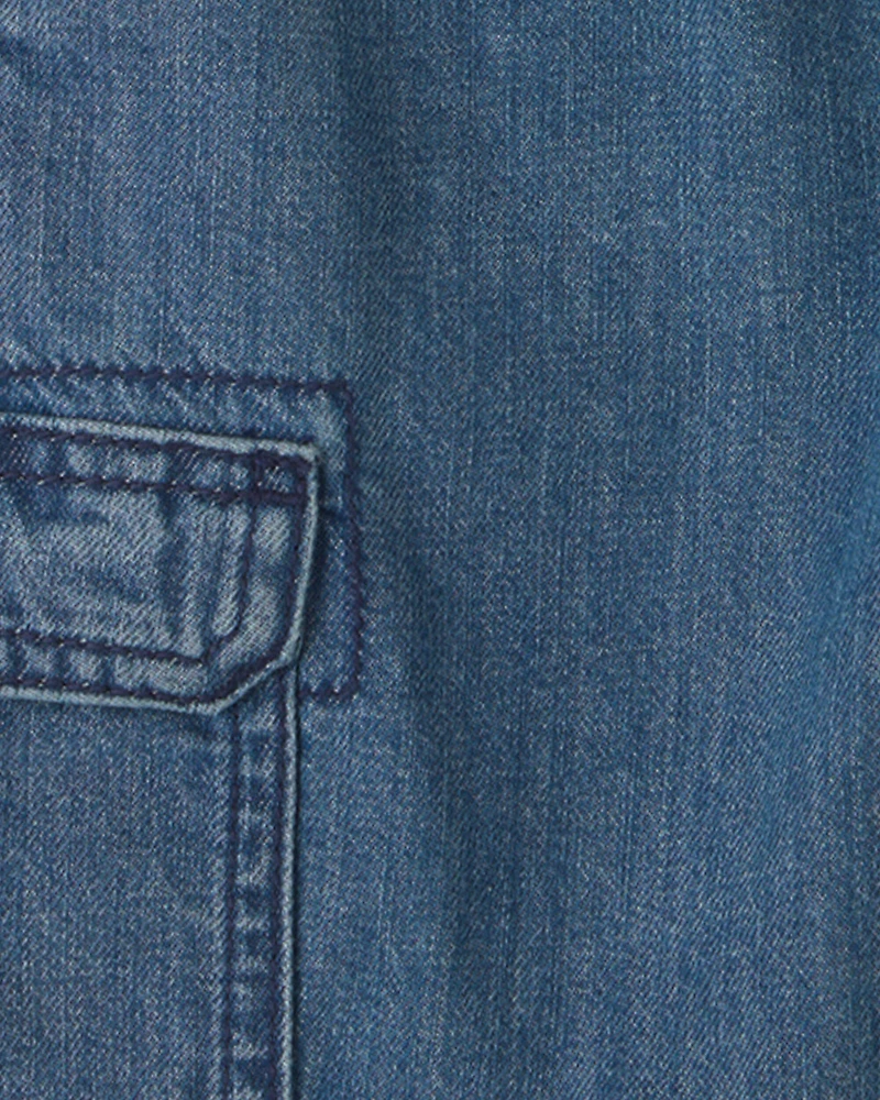 Boys Denim Cargo Shorts - Dark Wash
