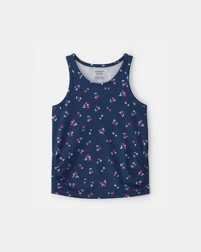 Girls Floral Active Tank Top - Navy