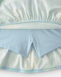 Girls 2-Piece Tropical Floral Tank Top & Skirt Set - Blue