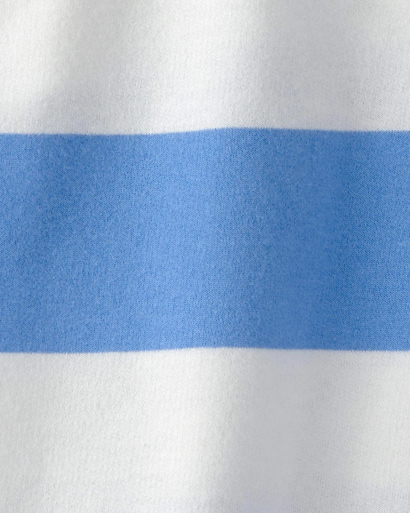 Boys 2-Piece Striped French Terry Pullover Sweatshirt & Shorts Set - Blue/White/Red