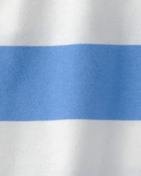 Boys 2-Piece Striped French Terry Pullover Sweatshirt & Shorts Set - Blue/White/Red