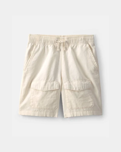 Boys Twill Cargo Shorts - Cream