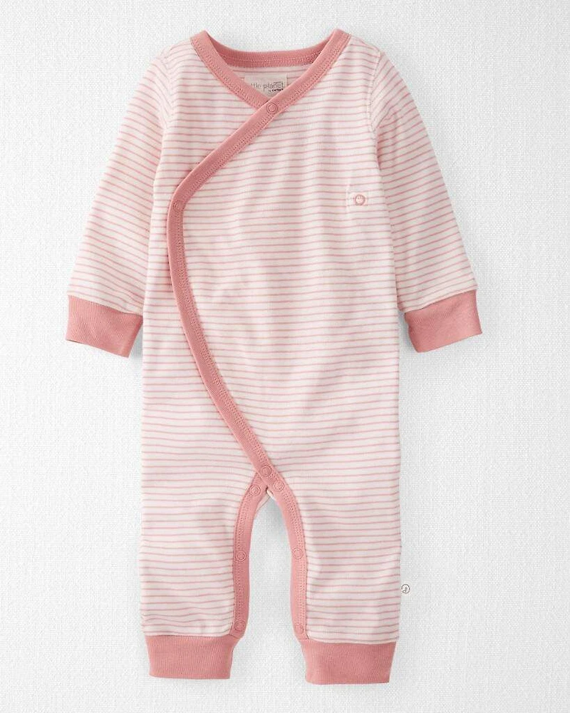 Baby Girl Organic Cotton Wrap Sleep & Play Pajamas in Stripes