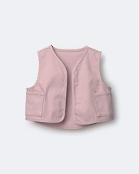 Toddler Girl Cropped Vest with Otter Pockets - Light Pink