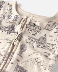 Baby Organic Cotton 1-Piece Pajama in Stars Stripes and Sights