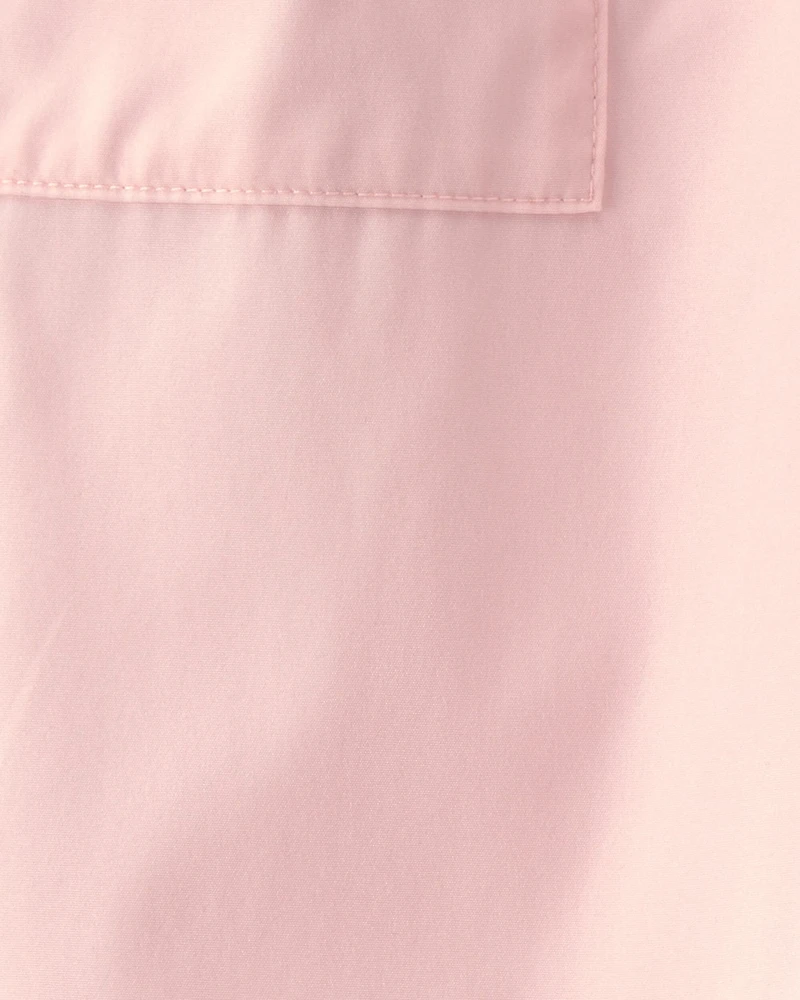 Toddler Girl Bow-Cuff Poplin Joggers - Pink