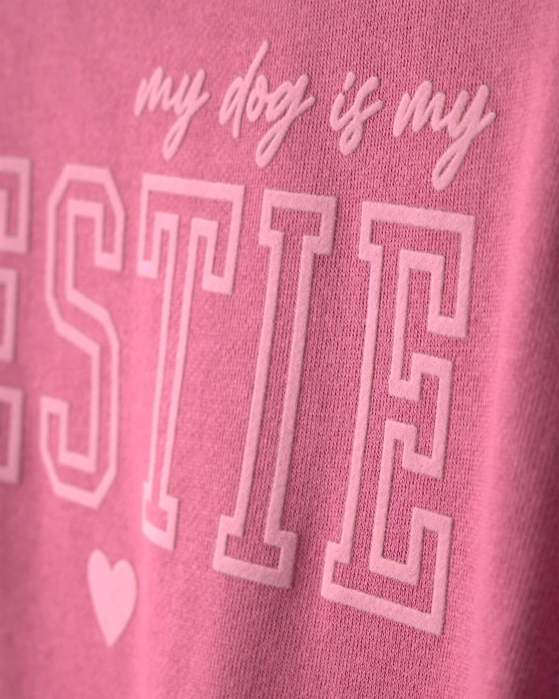 Girls 'Bestie' French Terry Top - Pink
