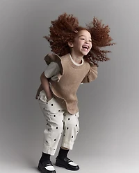 Toddler Girl Ruffle Sweater Vest - Tan