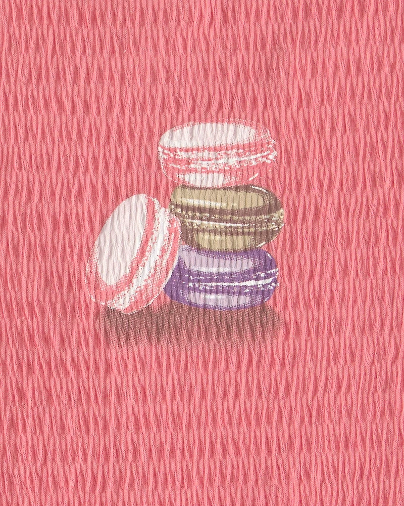 Girls Macaron Ruched Top - Coral