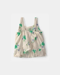 Baby Girl 2-Piece Fish Ruffle Tank Top & Short Set - Green/Ivory