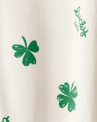Baby St. Patrick's Day 100% Cotton Loose Fit 2-Way Zip Footie 1-Piece Pajamas - Ivory