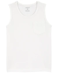 Toddler Boy Pocket Tank - White