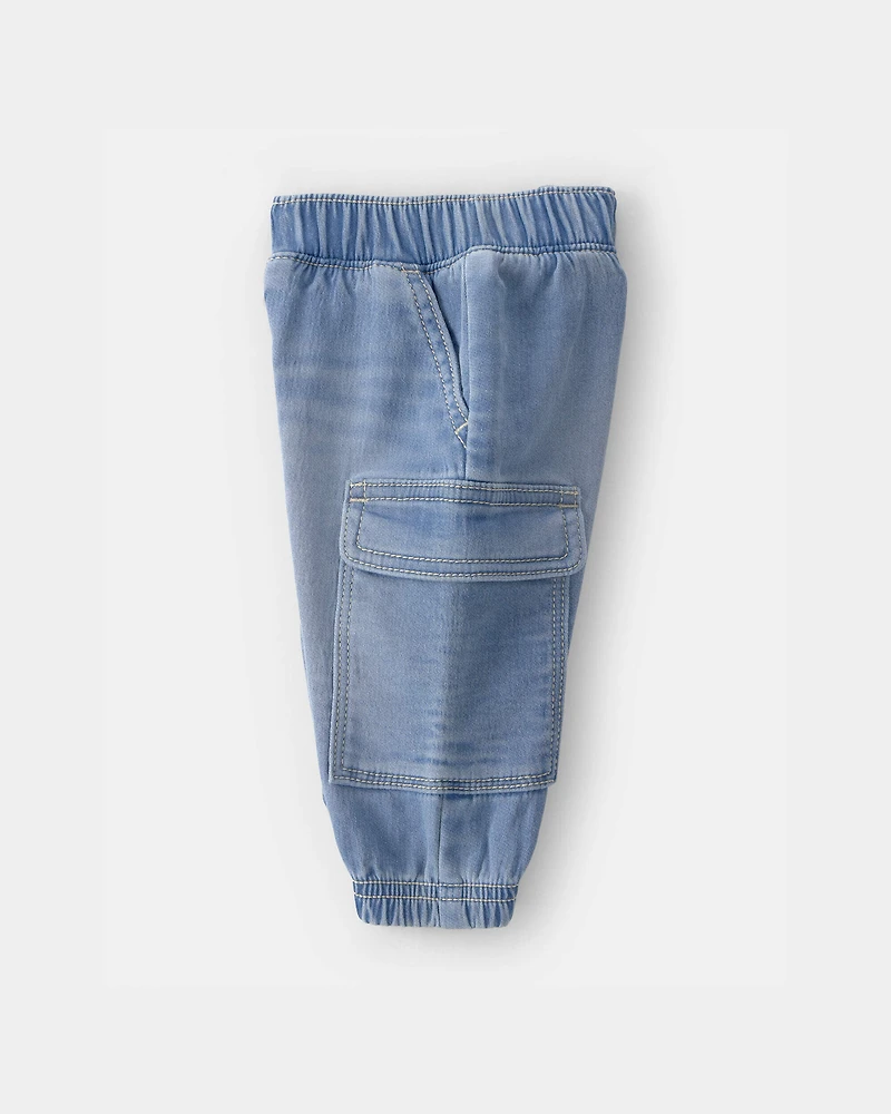 Baby Boy Denim Cargo Pocket Jogger - Light Wash