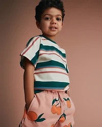 Toddler Dolman Tee in Stripes - Green/Cream