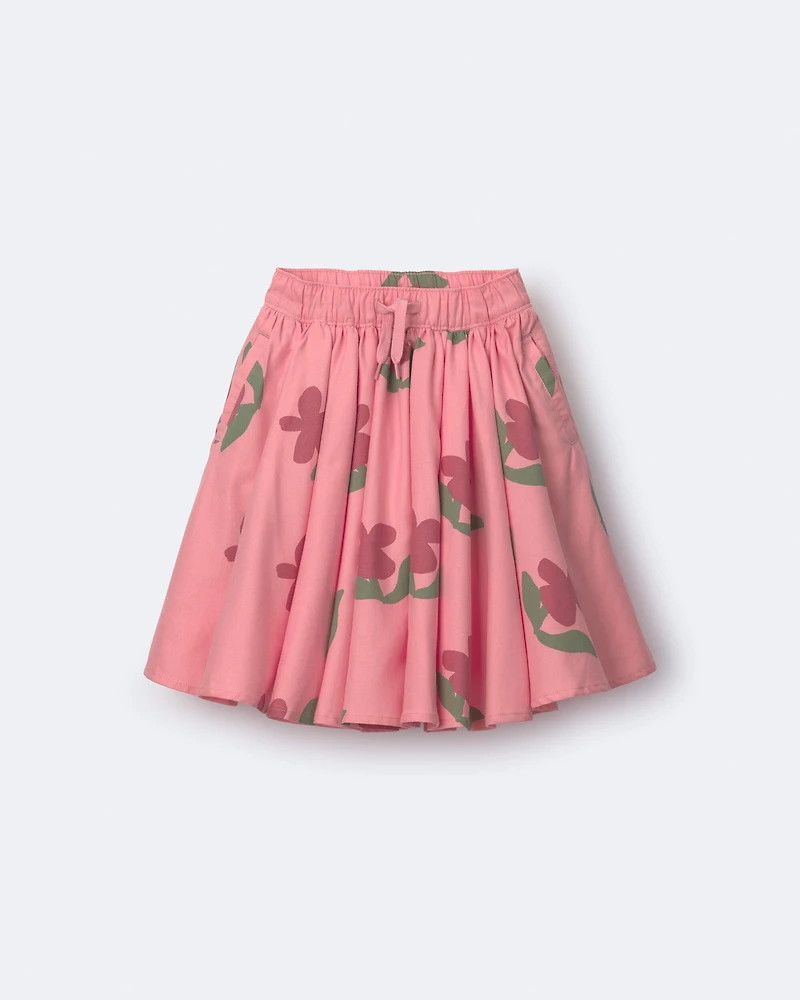 Toddler Girl Avenue Twirl™ Midi Skirt in Floral Print - Pink