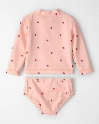 Baby Girl 2-Piece Recycled Rashguard Swimsuit Set in Strawberry Print