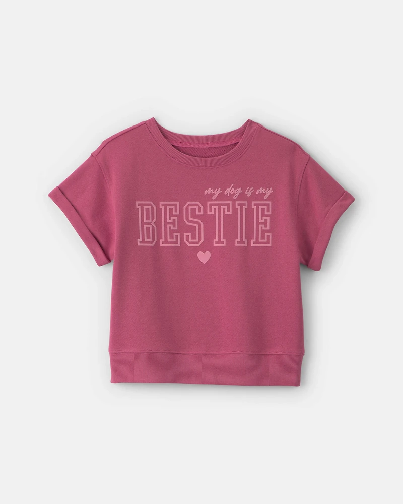 Girls 'Bestie' French Terry Top - Pink