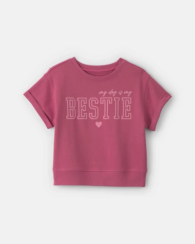 Girls 'Bestie' French Terry Top - Pink