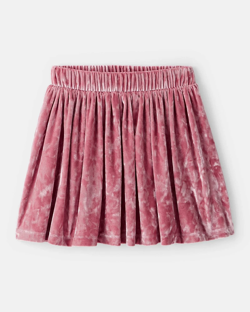Girls Velour Skater Skirt - Pink