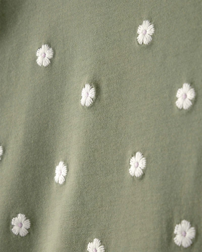 Baby Girl Floral Embroidered Top - Green