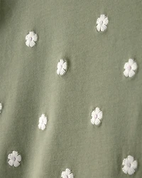Baby Girl Floral Embroidered Top - Green