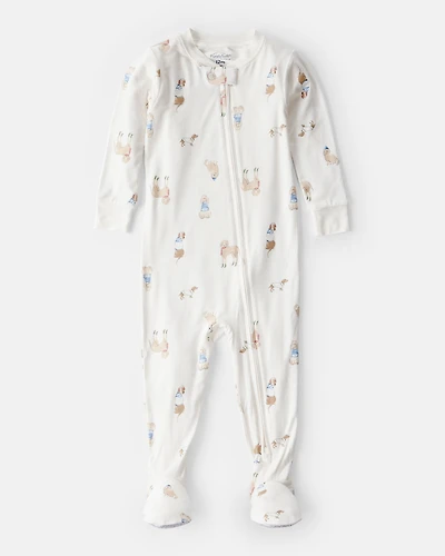 Baby Dog Print 2-Way Zip PurelySoft Sleep & Play Pajamas Pajamas - White