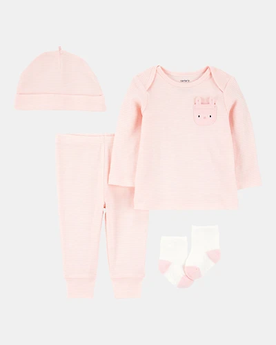 Baby 4-Piece Bunny Outfit Set - Pink/White