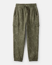 Boys Acid Wash Print French Terry Joggers - Green