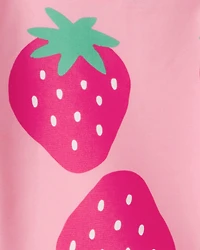 Toddler Girl 3-Piece Strawberry Rashguard Swimsuit Set - Pink