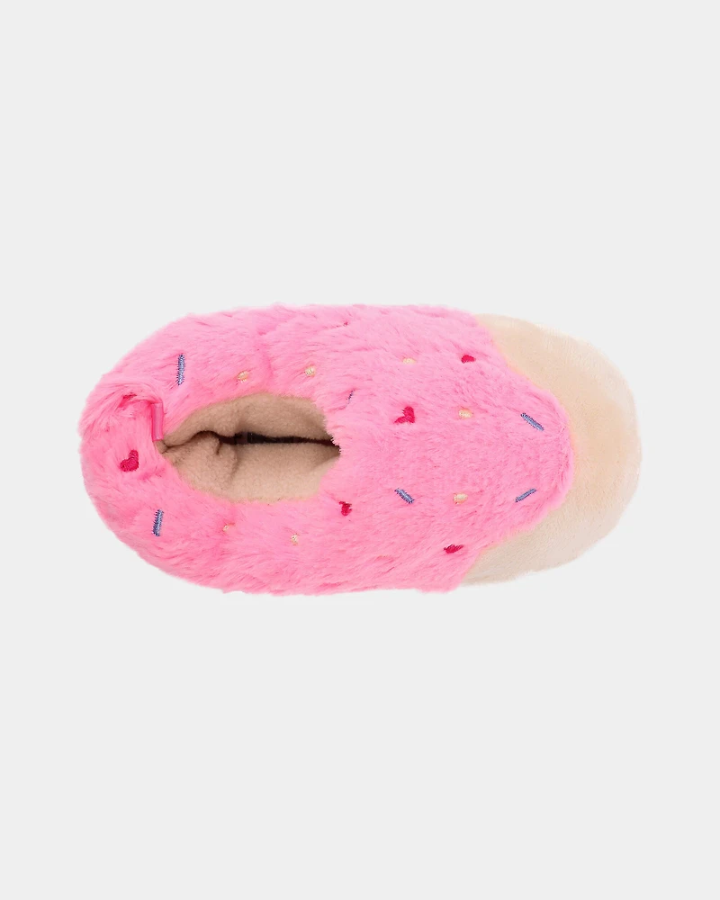 Girls Donut Slippers - Pink/Beige