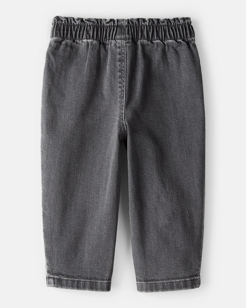 Baby Girl Heart Pocket Barrel Jeans - Black