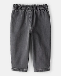 Baby Girl Heart Pocket Barrel Jeans - Black