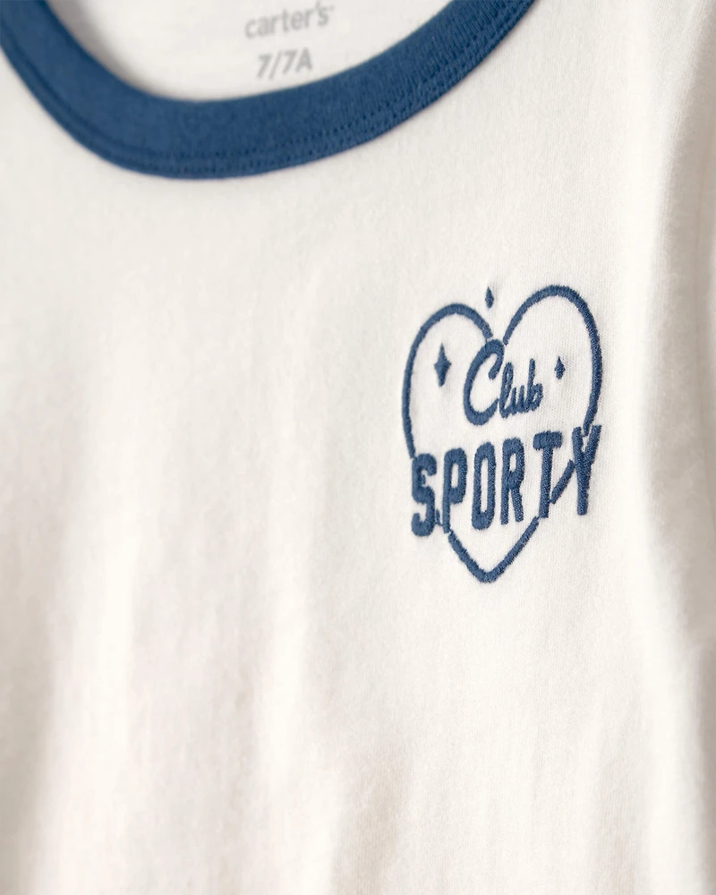 Girls 2-Piece 'Club Sporty' Active Top & Pleated Active Skort Set - White/Blue