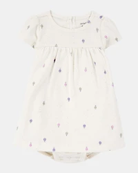 Baby 2-Piece Bodysuit Dress & Cardigan Set - Purple/White