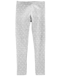 Kid Cotton Polka Dot Stretch Leggings