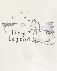 Baby Boy Dragon Print Cotton Long-Sleeve Bodysuit & Pant Set - Green/White