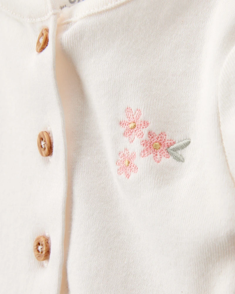 Baby 2-Piece Bodysuit Dress & Cardigan Set - Pink/Ivory