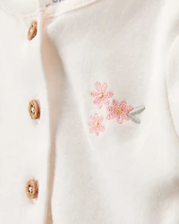 Baby 2-Piece Bodysuit Dress & Cardigan Set - Pink/Ivory