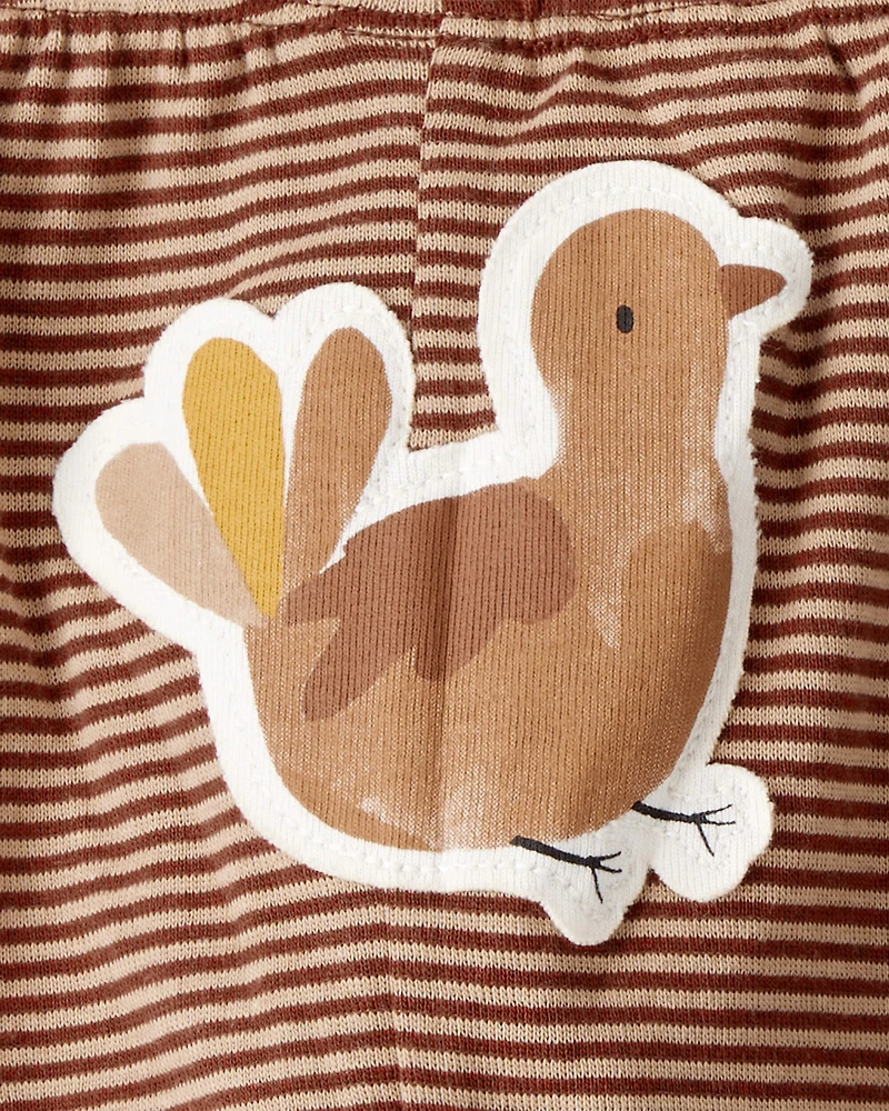 Baby My First Thanksgiving Cotton Long-Sleeve Bodysuit & Pant Set - Cream/Brown