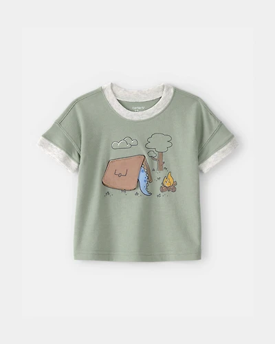 Baby Boy Camping Dinosaur Graphic Tee - Green