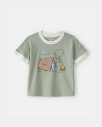 Baby Boy Camping Dinosaur Graphic Tee - Green